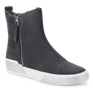 Dolce Vita Zucca Faux Fur-Lined Black Suede Leather Sneakers Womens Size 9 NWT